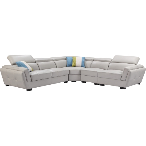 2566 Sectional Sofa in Light Grey Leather