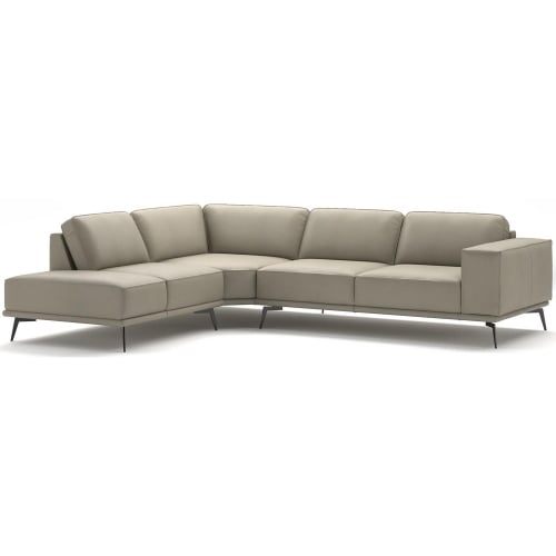 Manhattan Sectional Sofa w/ Left Chaise in Off White Top Grain Leather