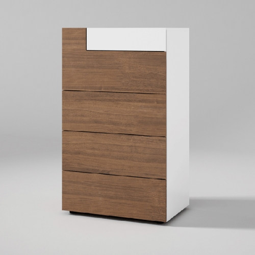 Mar Chest in Walnut Finish Wood Veneer & High Gloss White