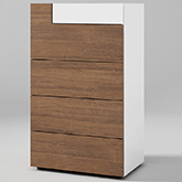 Mar Chest in Walnut Finish Wood Veneer & High Gloss White