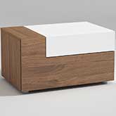 Mar Left 2 Drawer Nightstand in Walnut Finish & High Gloss White