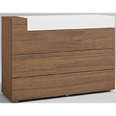 Mar Single Dresser in Walnut Finish Wood Veneer & High Gloss White