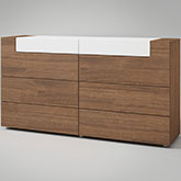 Mar Double Dresser in Walnut Finish Wood Veneer & High Gloss White