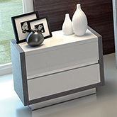 Mangano Nightstand in High Gloss White & Silver