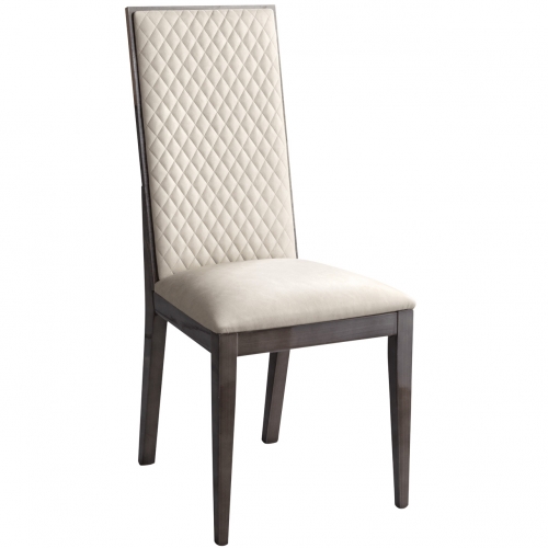 Medea Dining Chair in Beige Eco Leather & Gloss Vintage Oak (Set of 2)