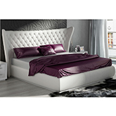 Miami Queen Bed in High Gloss White & Eco Leather