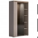 Nora 2 Door China Cabinet in Matte Walnut Finish, Gloss Beige & Glass