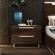 Smart Maxi Nightstand in High Gloss Walnut Finish & Gold (Set of 2)
