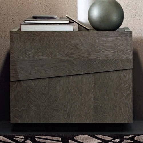 Tekno Nightstand in High Gloss Walnut Look Finish