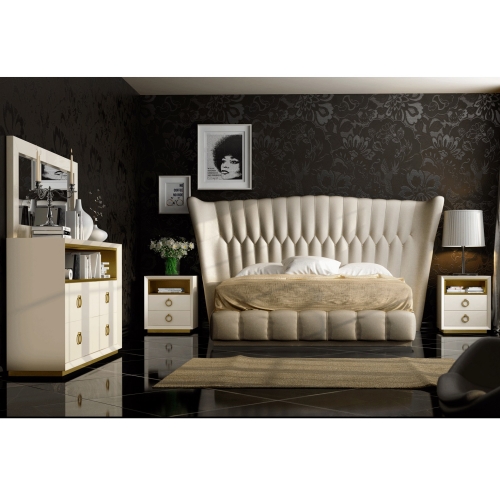 Velvet Nightstand in Matte & High Gloss Cream