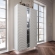 Wave 2 Door China Cabinet with Light in High Gloss White Finish with Silver Trim