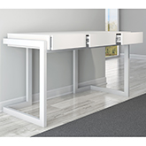 56" Contemporary Writing Desk in Textured Matte White