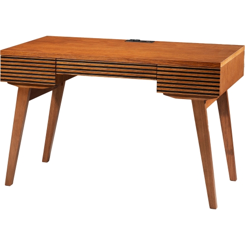 48" Mid Century Modern Writing Desk in Honey Oak Brazilian Cherry