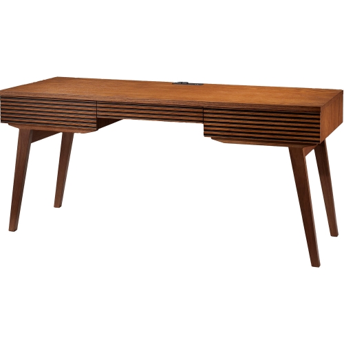 66" Mid Century Modern Writing Desk in Honey Oak Brazilian Cherry