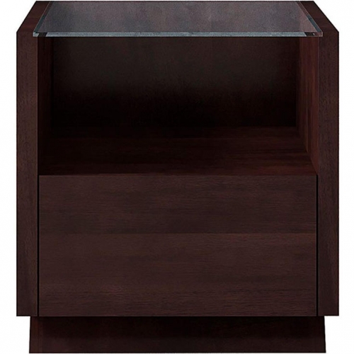 Contemporary Series Side/End Table w/ 1 Drawer & Glass Top in Wenge