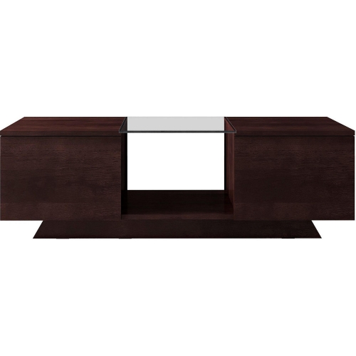 Contemporary Series Coffee Table w/ 2 Drawers & Glass Insert in Wenge