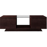 Contemporary Series Coffee Table w/ 2 Drawers & Glass Insert in Wenge