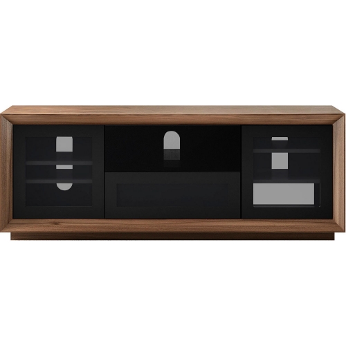 70" TV Stand Contemporary Media Cabinet w/ Contoured Edge Detail in Natural Walnut