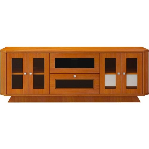 70" TV Stand Modern Media Cabinet w/ Center Speaker Opening in Light Cherry