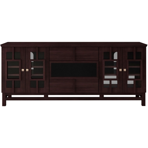 70" TV Stand Asian Inspired Media Cabinet w/ Center Speaker Opening in Wenge