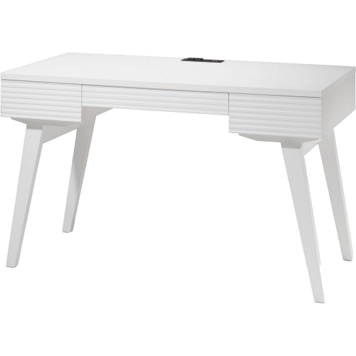 48" Mid Century Modern Writing Desk in Textured White