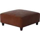 38" Square Cocktail Ottoman in Bella Burnt Orange Fabric