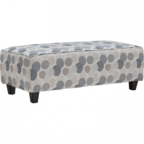 49" Cocktail Ottoman in Dew Drop Lake Multicolor Circle Fabric