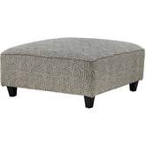 38" Square Cocktail Ottoman in Allegory Line Grey & Neutral Fabric