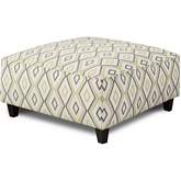 38" Square Cocktail Ottoman in Doozie Dijon Multicolor Geometric Fabric