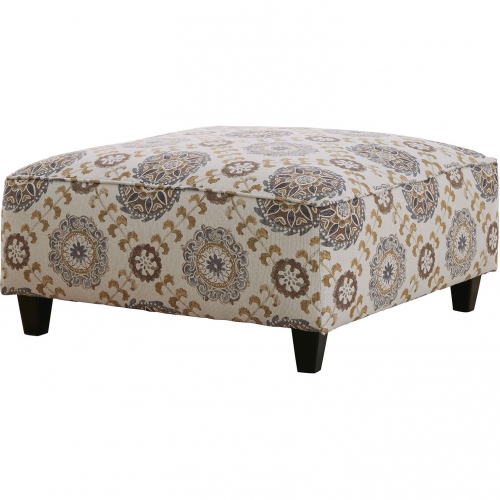 38" Square Cocktail Ottoman in Quintero Mineral Multicolor Fabric