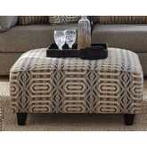 38" Square Cocktail Ottoman in Armanda Coffee Multicolor Pattern Fabric