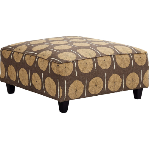 38" Square Cocktail Ottoman in Cerchio Teak Brown Fabric