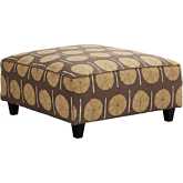 38" Square Cocktail Ottoman in Cerchio Teak Brown Fabric