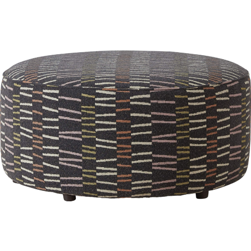 39" Round Cocktail Ottoman in Avently Retro Multicolor Fabric