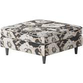 38" Square Cocktail Ottoman in Bloom Carbon Multicolor Floral Fabric