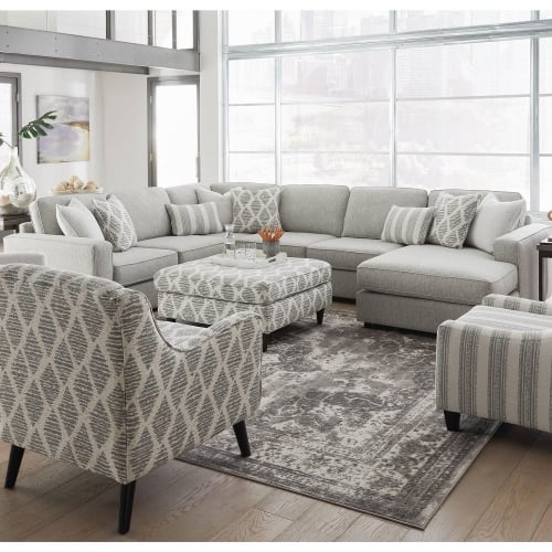 Sectional Sofa w/ Right Facing Chaise in Durango Foam Grey Fabric