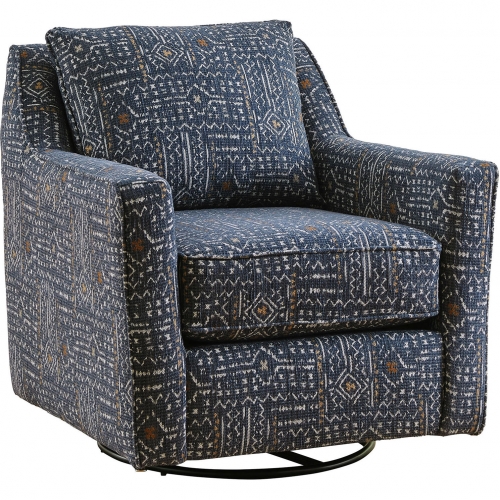 Swivel Glider Accent Chair in Calculate Denim Blue Fabric