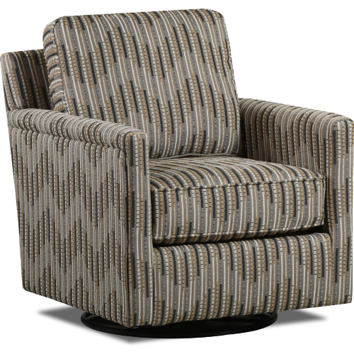 Swivel Glider Accent Chair in Collage Coffee Multicolor Fabric