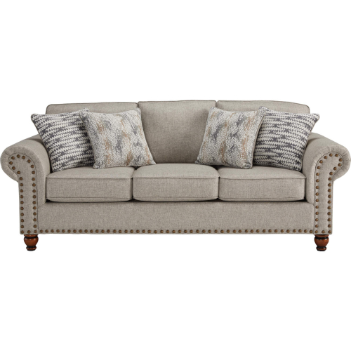 Sofa in Crossroads Mineral Taupe Fabric w/ Nailhead