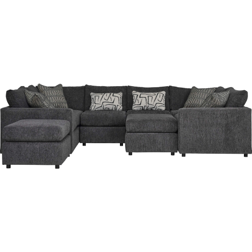 8 Piece Sectional Sofa in Ripple Midnight Charcoal Grey Fabric