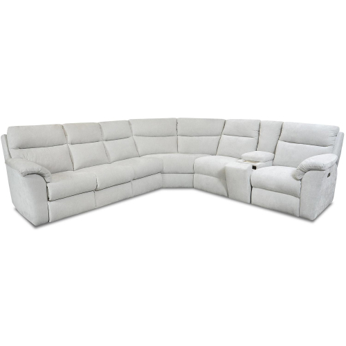 Birmingham Triple Power Reclining Console Sleeper Sectional Sofa in White Chenille Fabric