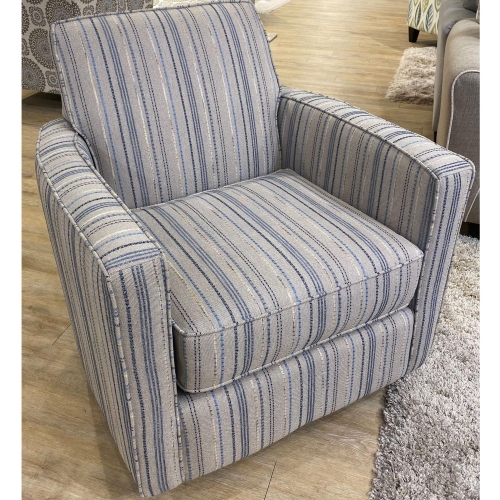 Swivel Glider Accent Chair in Oakcreek Denim Multicolor Fabric