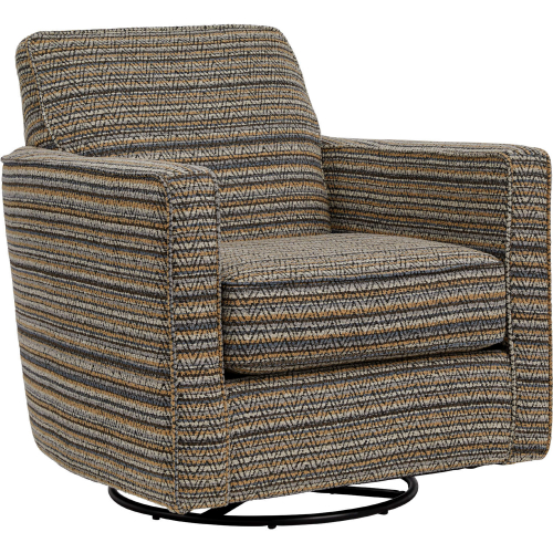 Swivel Glider Accent Chair in Chindi Storm Multicolor Pattern Fabric