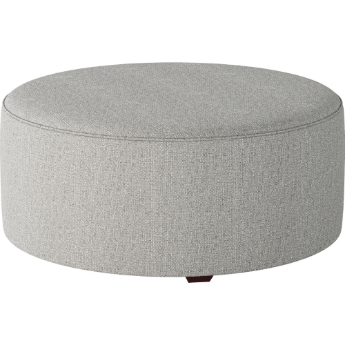 39" Round Cocktail Ottoman in Sugarshack Metal Gray Fabric