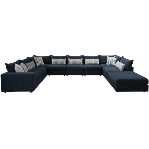 9 Piece Modular Sectional Sofa in Elise Ink Cockpit Fabric