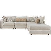 5 Piece Sectional Sofa in Durango Pewter Off White