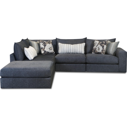 5 Piece Sectional Sofa in Argo Ash Charcoal Grey Fabric