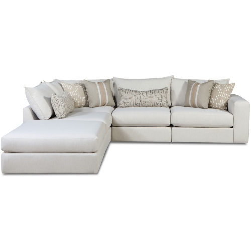 5 Piece Sectional Sofa in Charlotte Parchment Tan Fabric