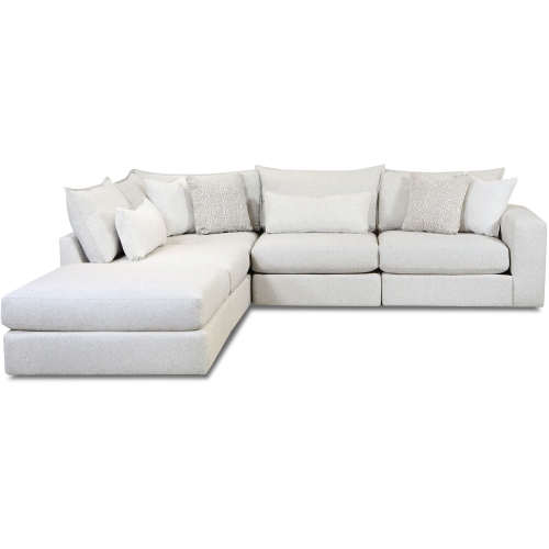 5 Piece Sectional Sofa in Hogan Cotton Off White Fabric