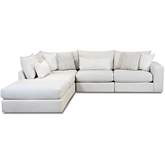 5 Piece Sectional Sofa in Hogan Cotton Off White Fabric